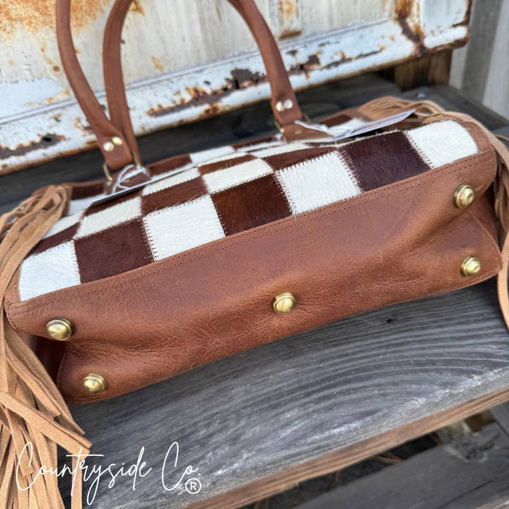 Texas Western Cowhide Bags and More - Wholesale Top Handle Bag - Women's - Canyon Check Cowhide Purse5