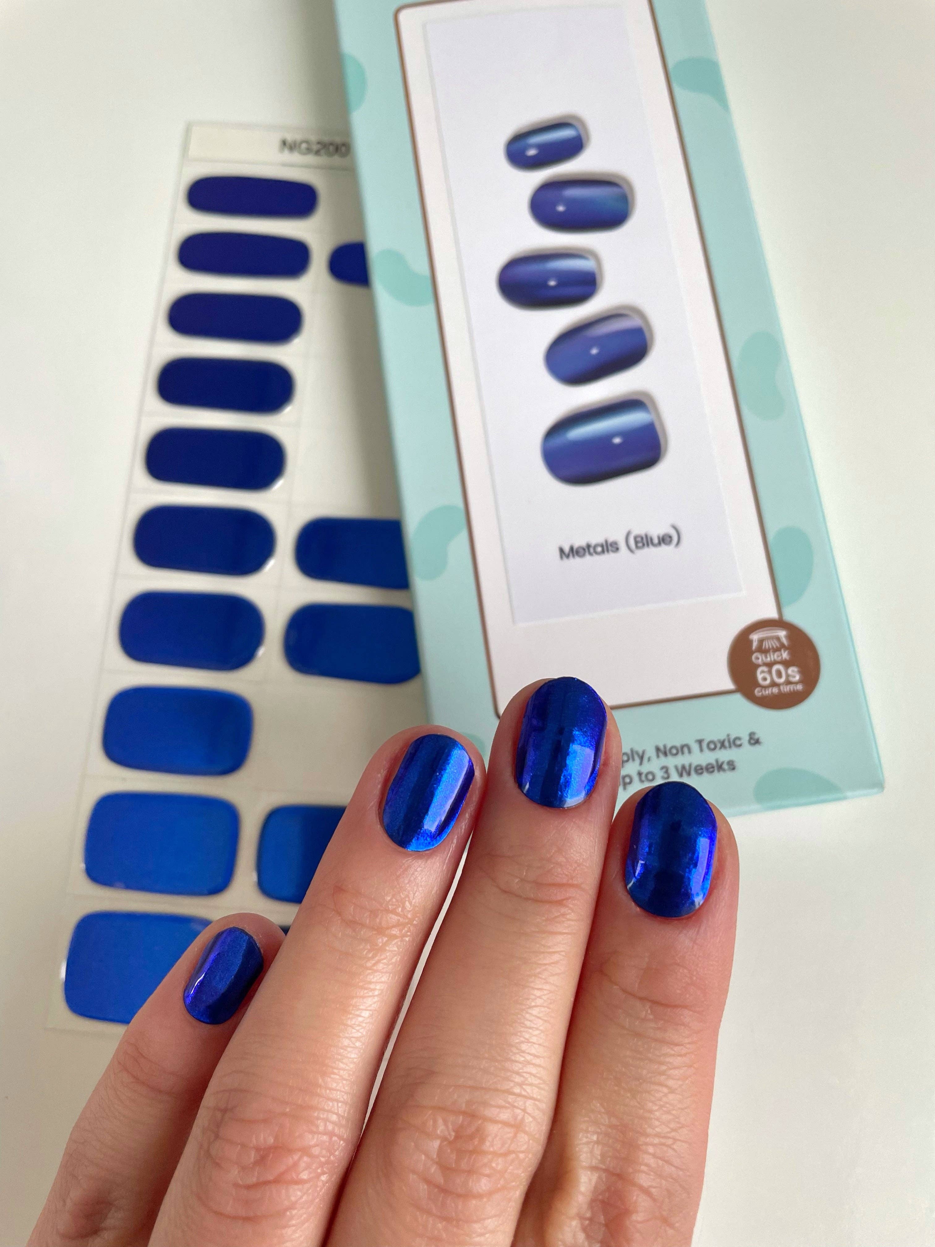 bleu Enveloppements à ongles en gel semi-durci Super Jellies DIY Metals (Blue) en vente sur Faire1