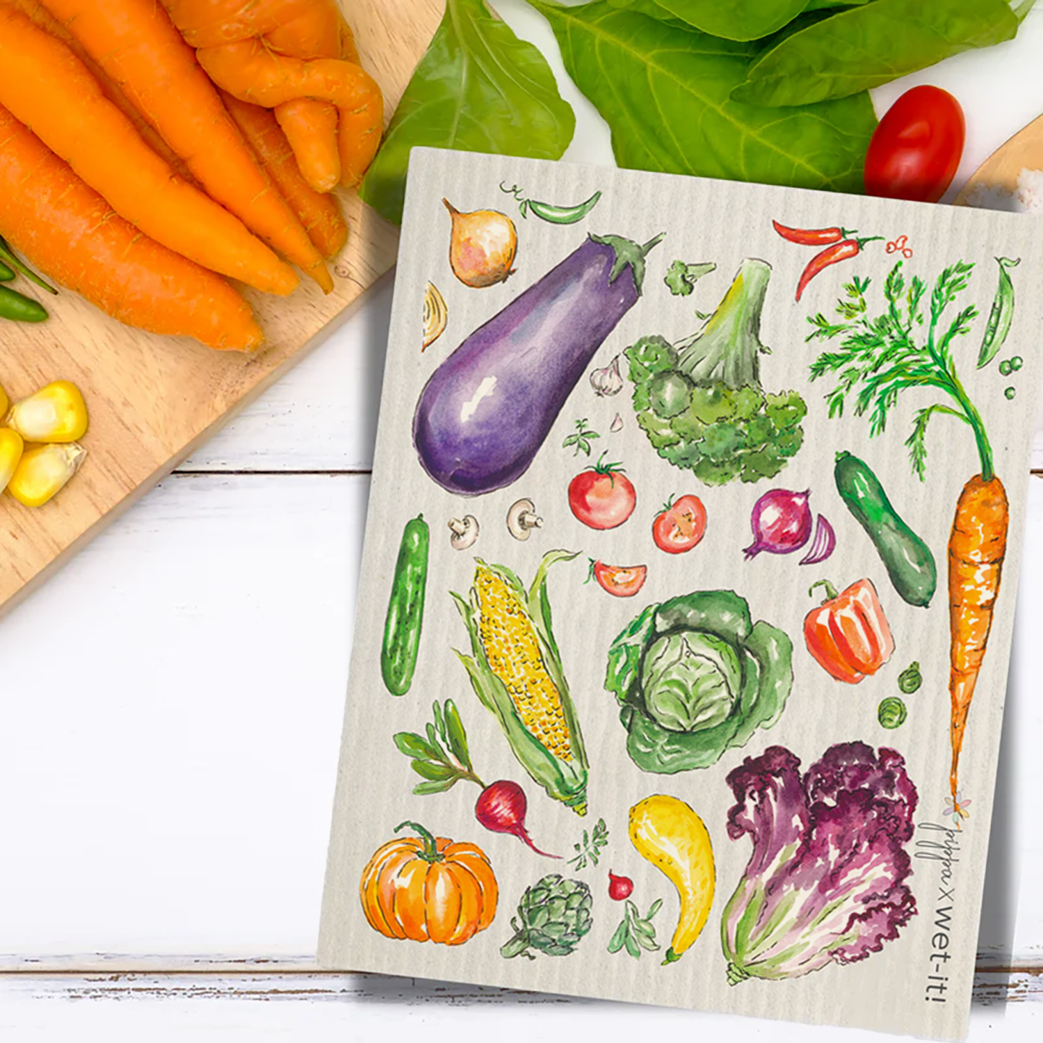 Wet-it! - Wholesale Dishcloth - Verde Veggie Swedish Cloth1