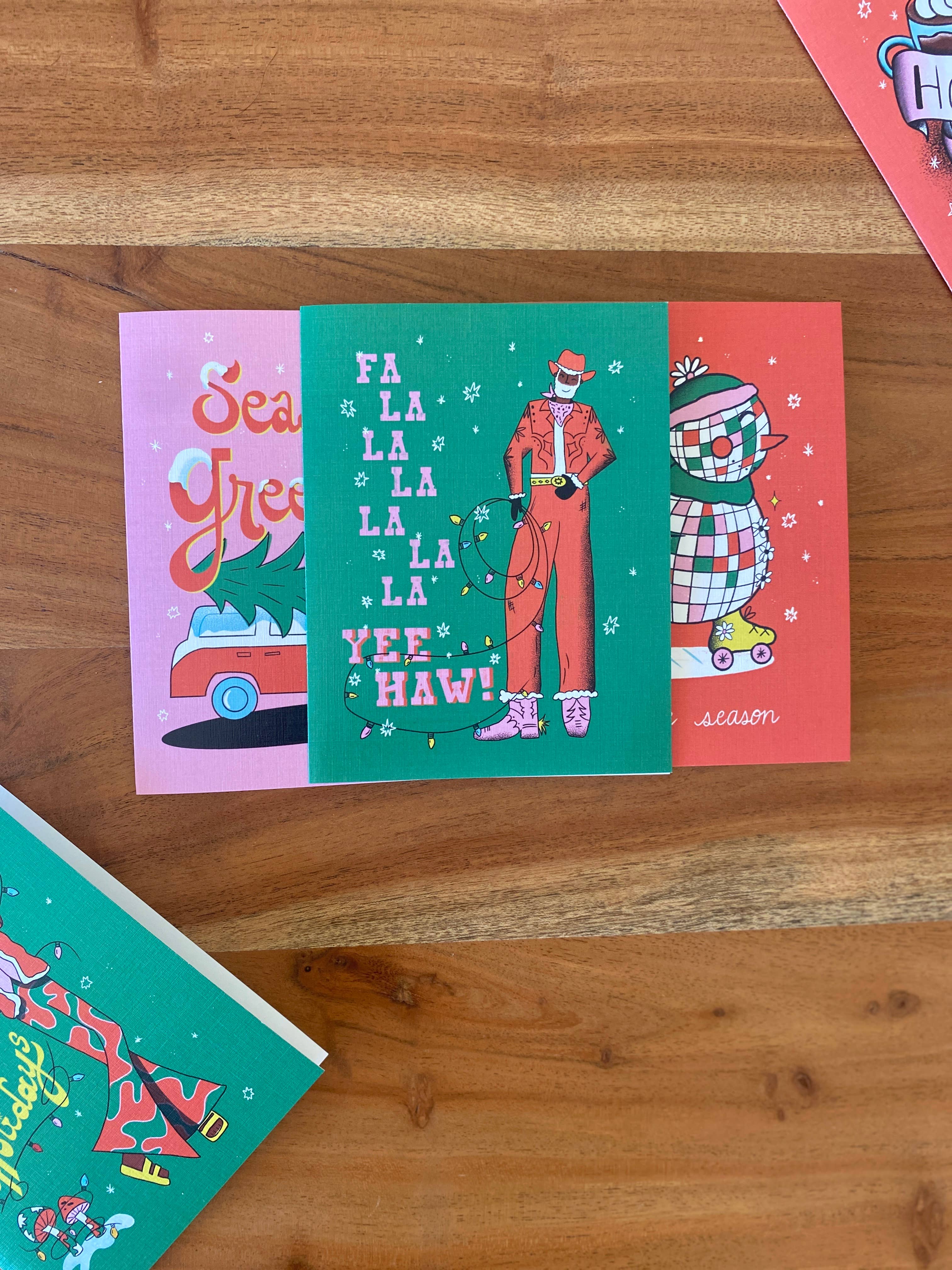 Charmed Life Designs - Wholesale Season's Greetings Card - Fa La La Yee Haw Cowboy Christmas Holiday Greeting Card0