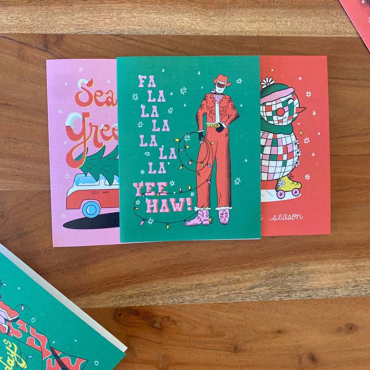 Charmed Life Designs - Wholesale Season's Greetings Card - Fa La La Yee Haw Cowboy Christmas Holiday Greeting Card