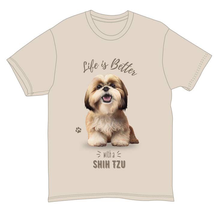 Shih Tzu, Tan, Pet Lover T-shirt - 100% Bomuld - Unisex for engroshandel hos E&S Pets