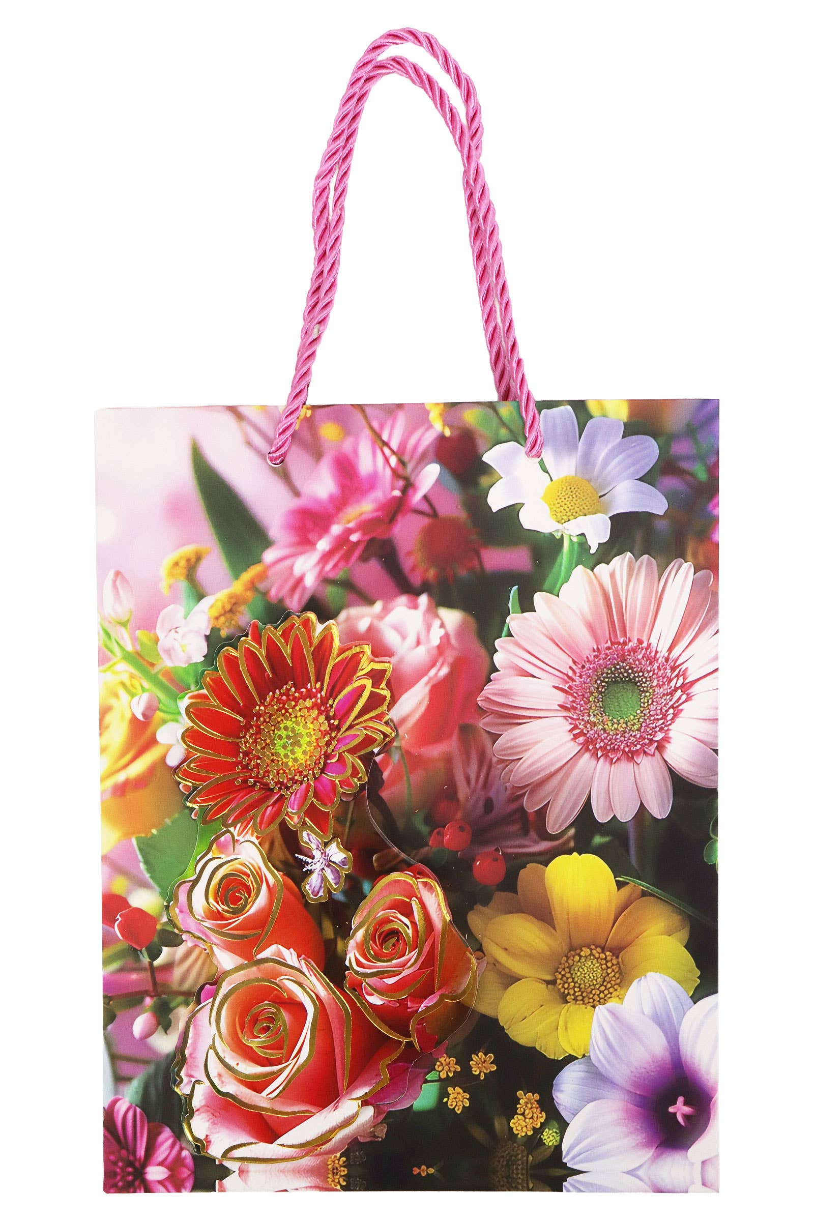 ASSORTITI Borsa regalo in carta opaca floreale margherita 3D - 12 pezzi in vendita all'ingrosso su Faire7