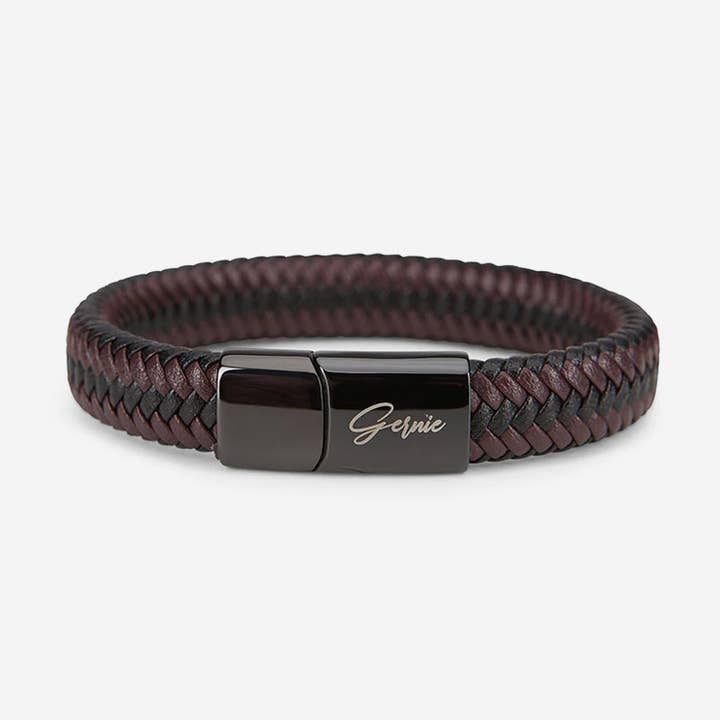 Bracelet Berkeley en cuir véritable tressé pour homme pour la vente par Gernie NYC