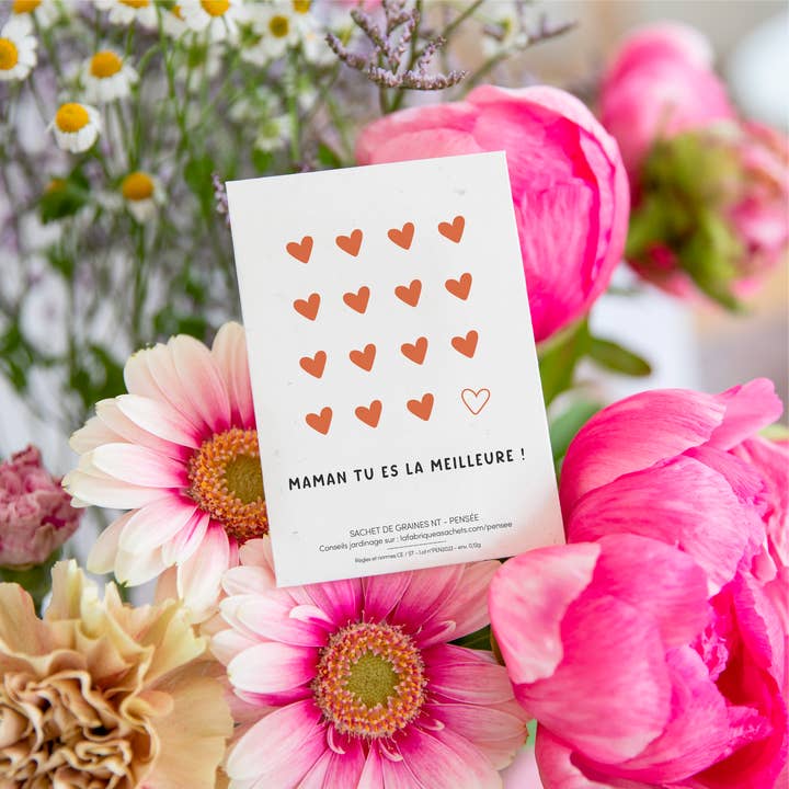 La Fabrique à Sachets - Vente Carte pour la fête des Mères - Maman tu es la meilleure - Sachet de graines de Pensée1