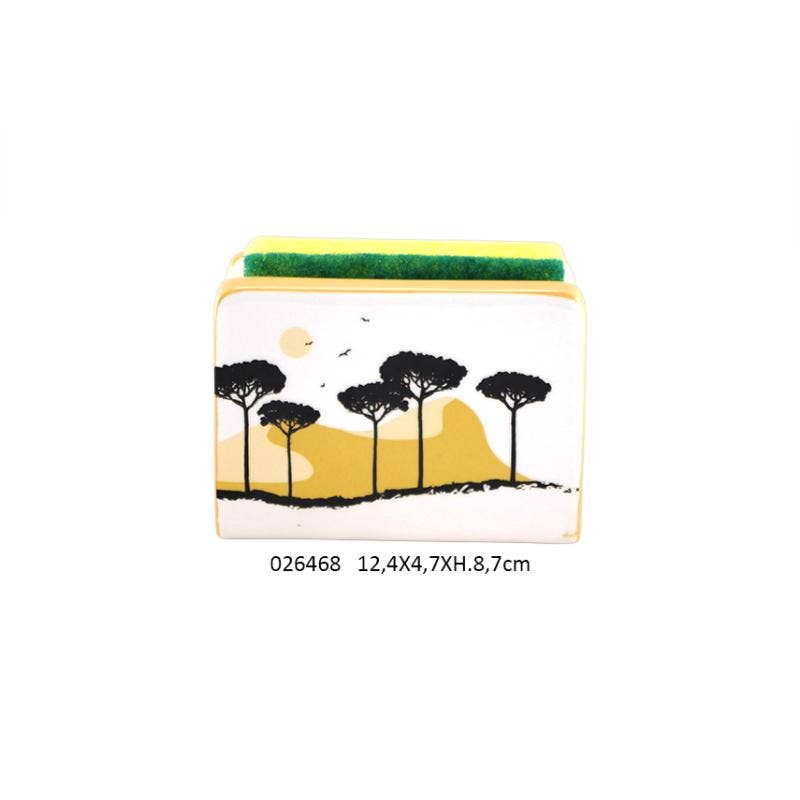 Faye - Wholesale Sponge Holder - Sponge Holder + Sponge 'Sand Side' 12.4 X 4.7 X H.8.7 cm0