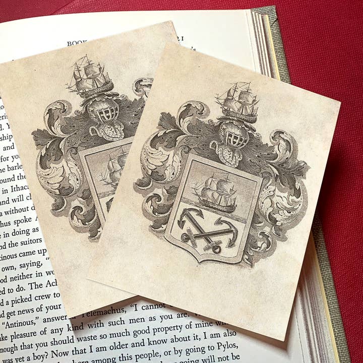 Exlibris Ex-Libris de papel engomado con dos anclajes para venta al por mayor de Ebon et Noir LLC