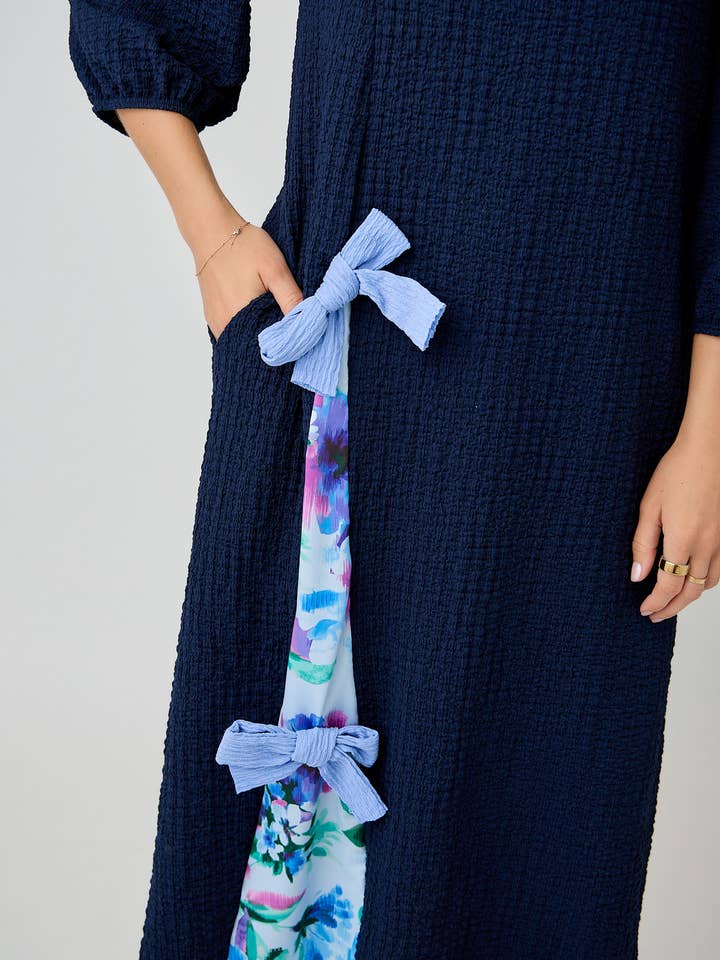 Celeste Clothing - Wholesale Dress - Women's - WOMEN'S MODEST SIDE BOW DRESS WITH PUFF SLEEVES AND POCKETS44