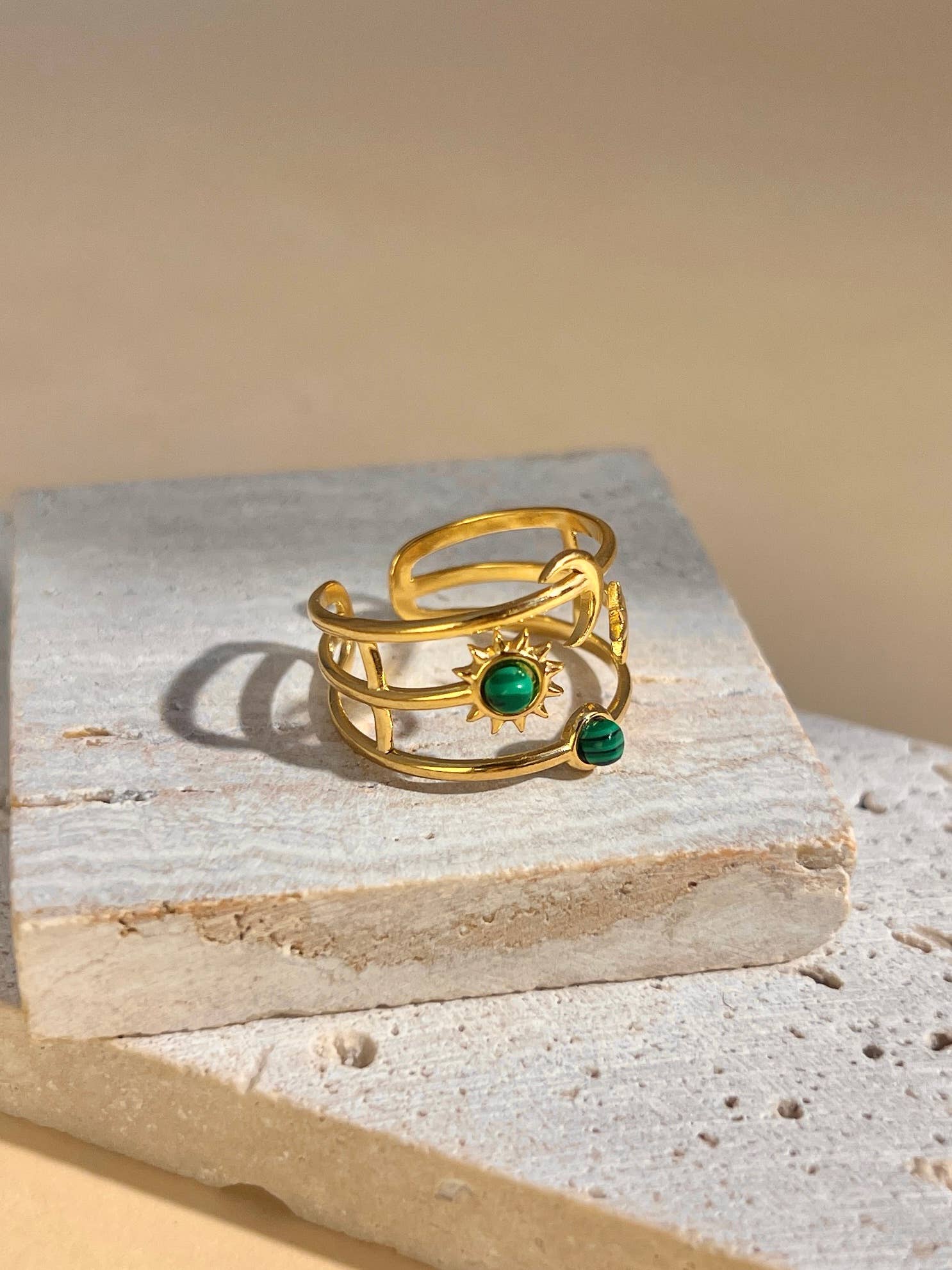 COSMOS - Venta al por mayor Anillo con gemas - Anillo ajustable con luna, estrella y sol con piedra5