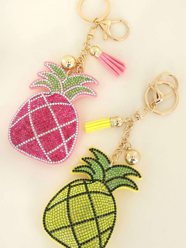 PINEAPPLE CRYSTAL RHINESTONE FRINGE KEYCHAIN KCY11644 for wholesale by anbfashion