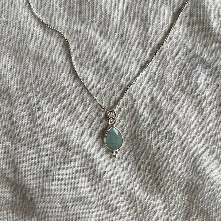 Collier Rise | Aigue-marine et argent pour la vente par Naked Sage