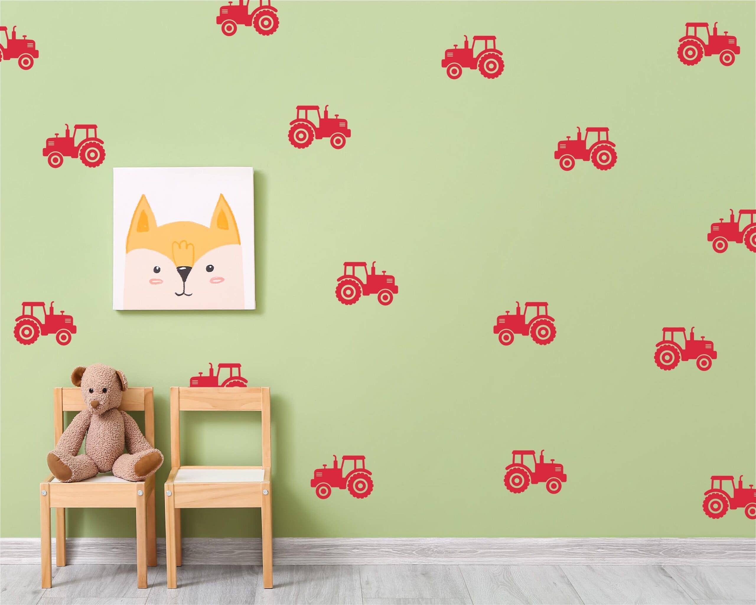 Decals Online - Wholesale Wall Decal/Stickers - Pack of 16 Red Tractor Wall Decals, Farm Tractor Nursery Wall Stickers1