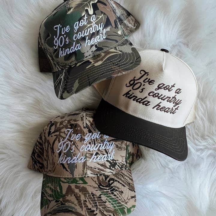 Wilder Made - Vente Casquette de camionneur – femme - Casquette Trucker en toile « 90's Country Kinda Heart »2