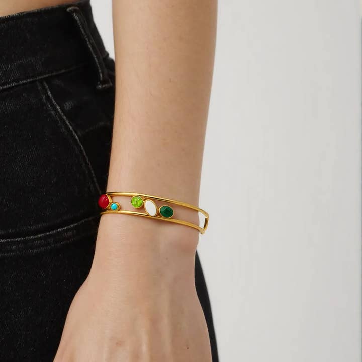 Colorful Gemstone Hollow-Out Vintage Bracelet for wholesale by Revelari