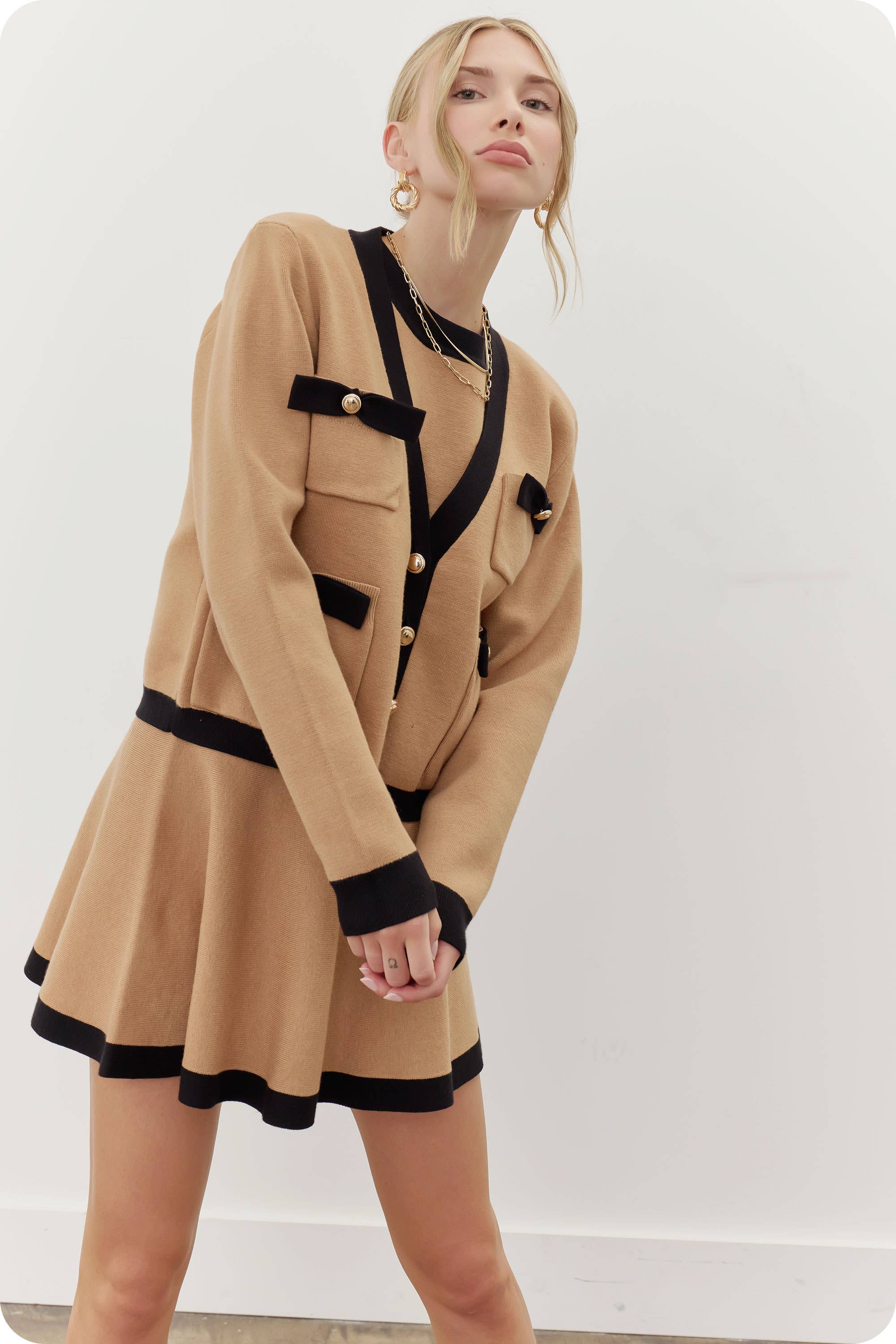 Strut & Bolt - Wholesale Skirt - Women's - Color Block Knitted Mini Skirt5