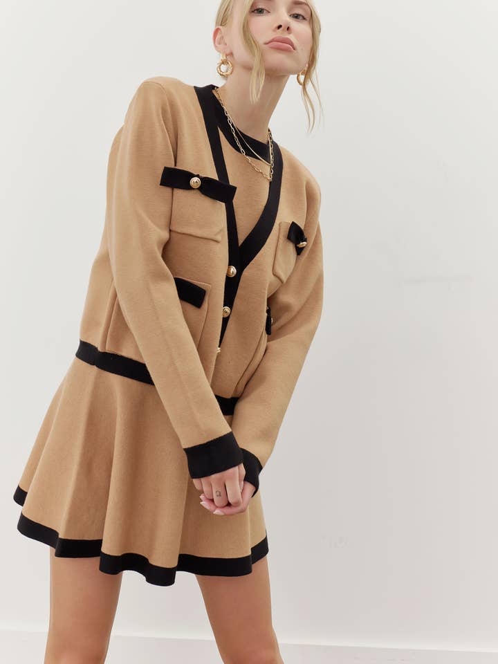 Veste cardigan en tricot avec nœud à blocs de couleurs pour la vente par Strut & Bolt