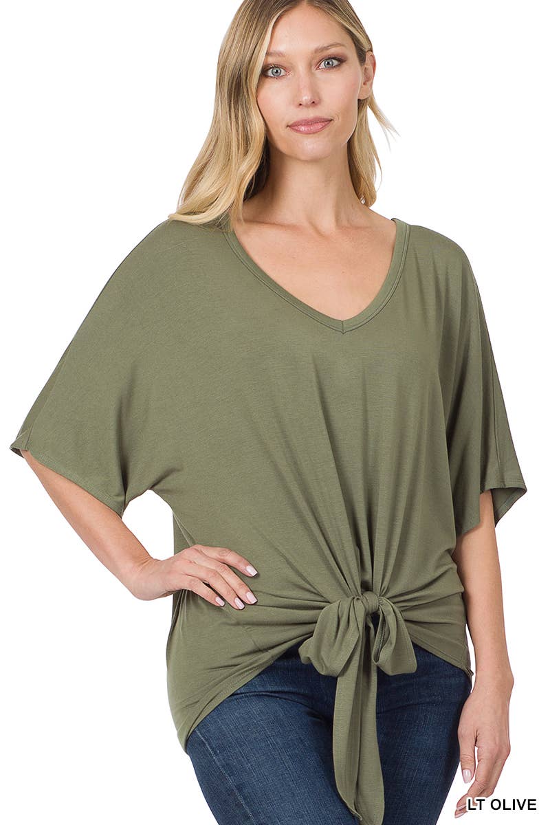 42POPS - Wholesale Tunic - Women's - ,..._ SI-18787 LUXE RAYON V-NECK TIE FRONT TOP12