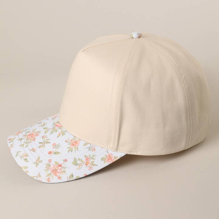 Fashion City - Wholesale Trucker Hat - Women's - Floral Brim Designed Two-Tone Trucker Hat
