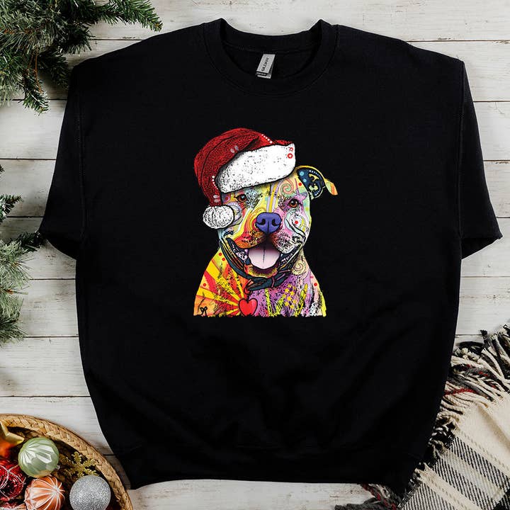 Artopia - Wholesale Graphic Sweatshirt - Women's - Christmas Pitbull Sweatshirt