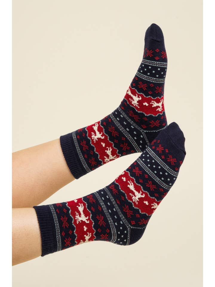 VERY J - Wholesale Socks - Women's - SC10042C-Christmas Graphic Crew Socks
