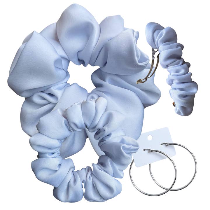DeNob White 4-in-1 Handmade Matin Satin Hair Accessories Set for wholesale by DeNob creations