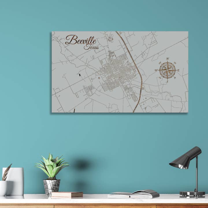 Texas: Beeville Street Map for wholesale by Fire & Pine