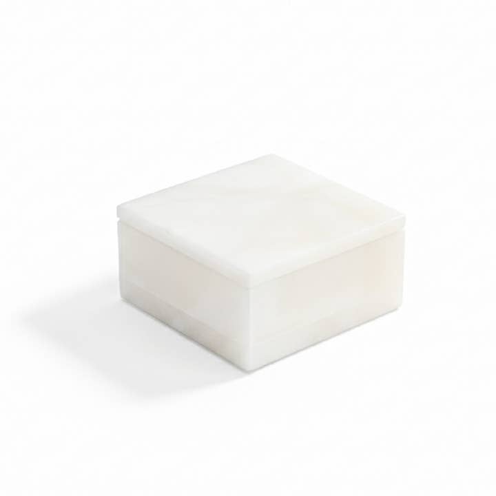 BIDKhome - Wholesale Decorative Tabletop Object - Sm. Alabaster Square Box3