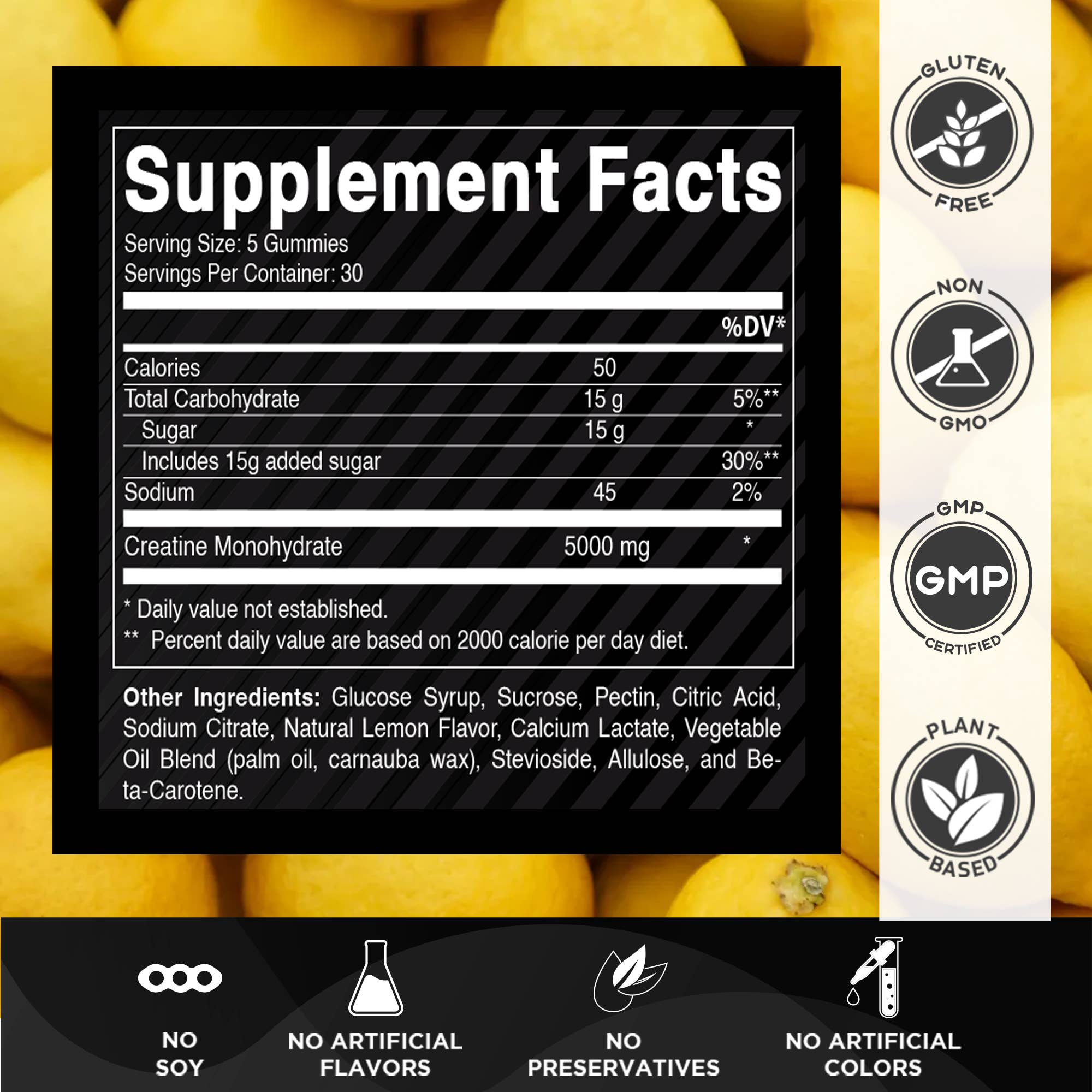 Vitamatic - Wholesale Oral supplement/vitamin - Vitamatic Creatine Gummies 5000mg - Lemon Flavor - 150 Count1