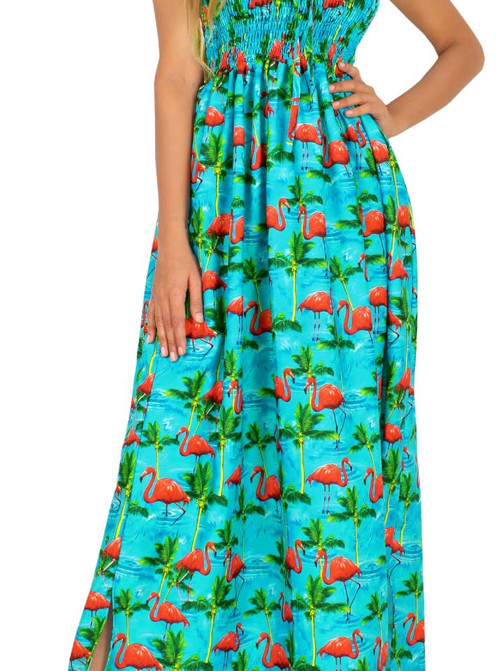 Vestido Flamingo Maxi para Mulher por atacado de Happy Bay / La Leela