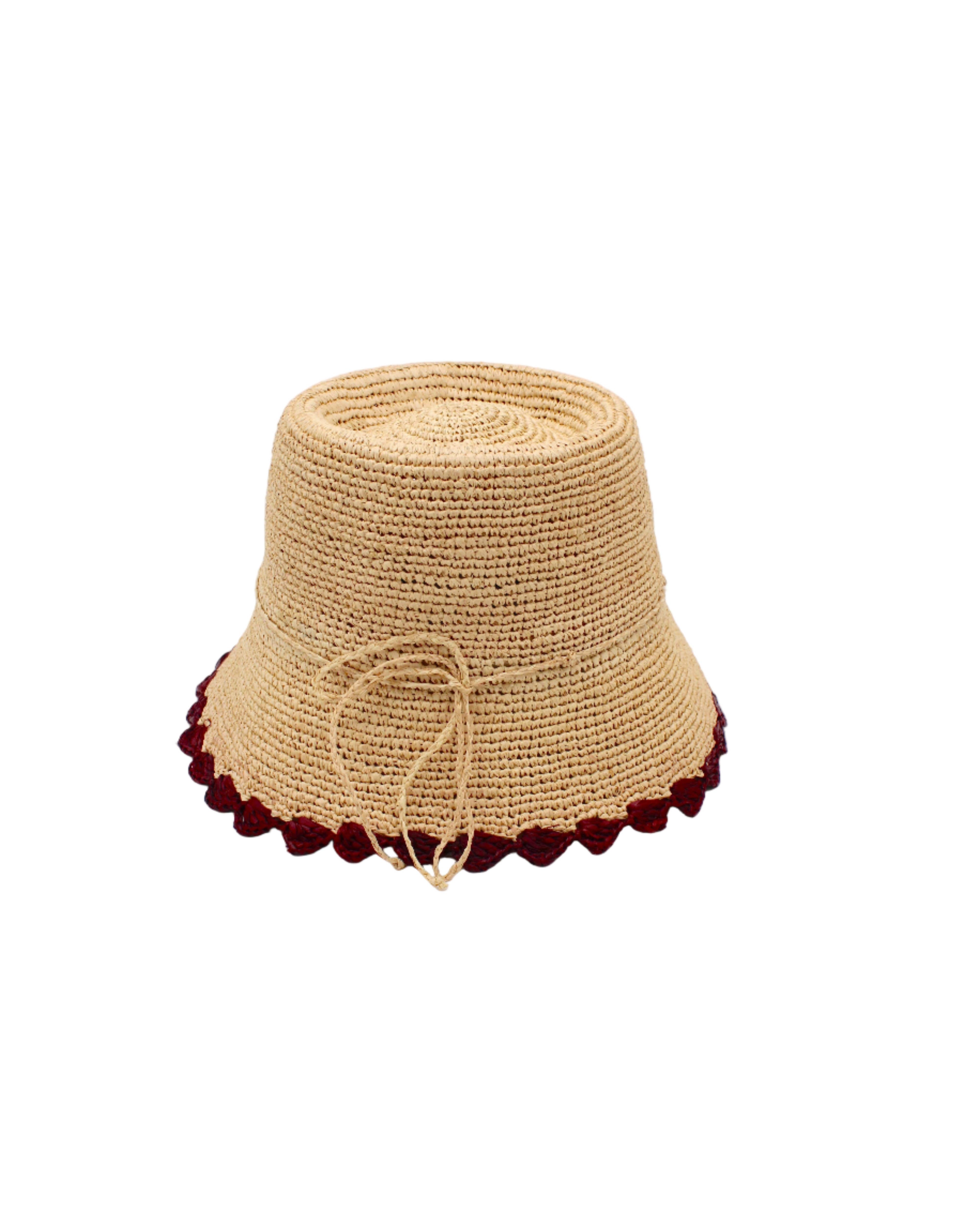 Shebobo - Wholesale Bucket Hat - Unisex - Kate 3" Brim Crochet Bucket Straw Hats with Colored Edge14