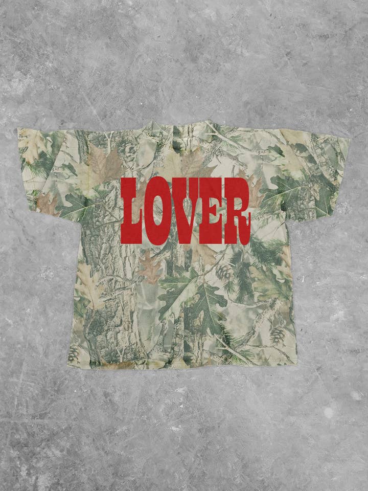 LOVER, PUFF Camo Western Boxy Cotton TShirt for wholesale by The Clandestine Underground