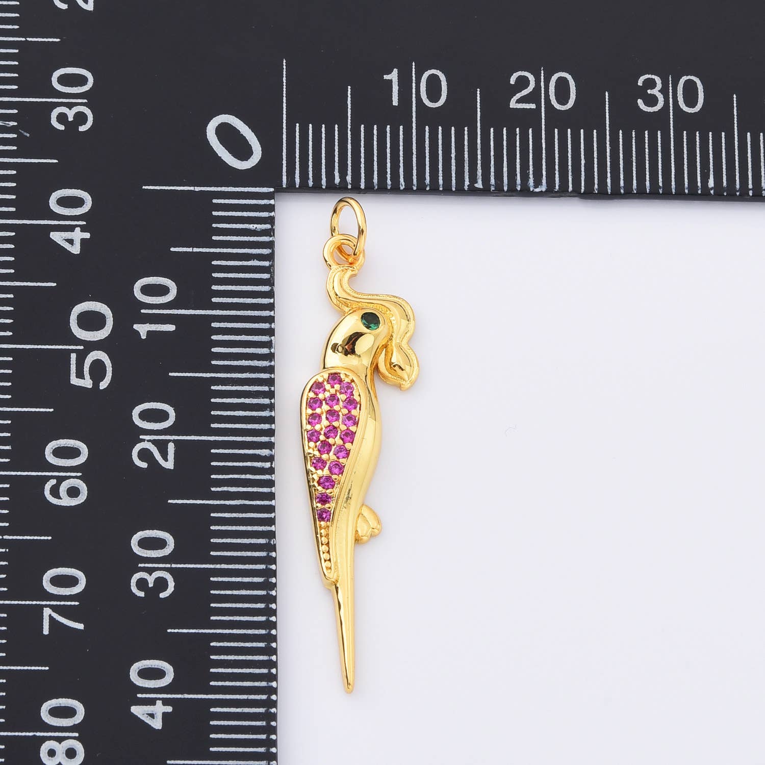 findings4uGem - Wholesale Pendant/Charm Necklace - Gold Filled CZ Parrot Macaw Bird Dainty Gift Charm, CP21753