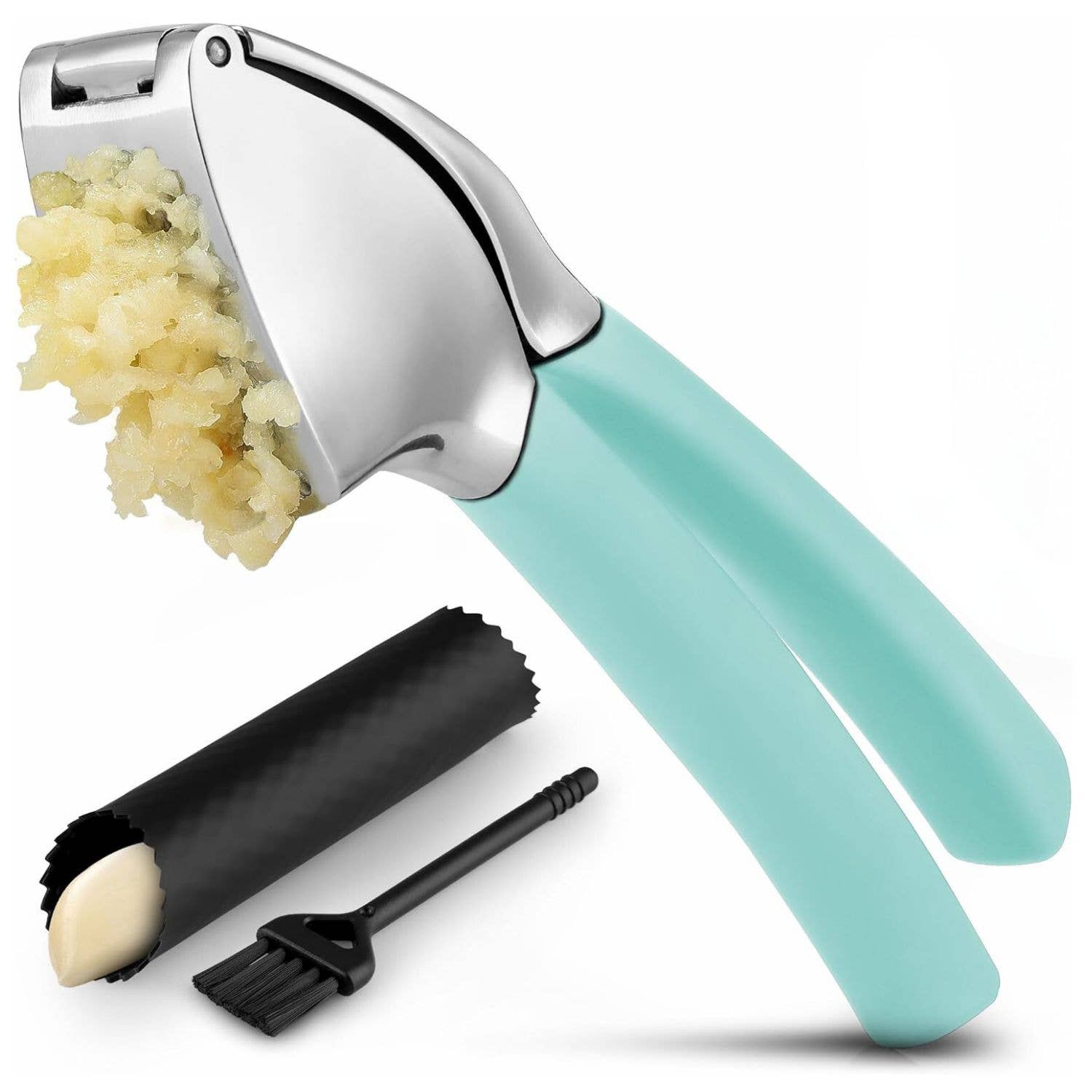 Zulay Kitchen - Wholesale Kitchen Tool/Gadget - Garlic Press Stainless Steel w/ Peeler and Brush12