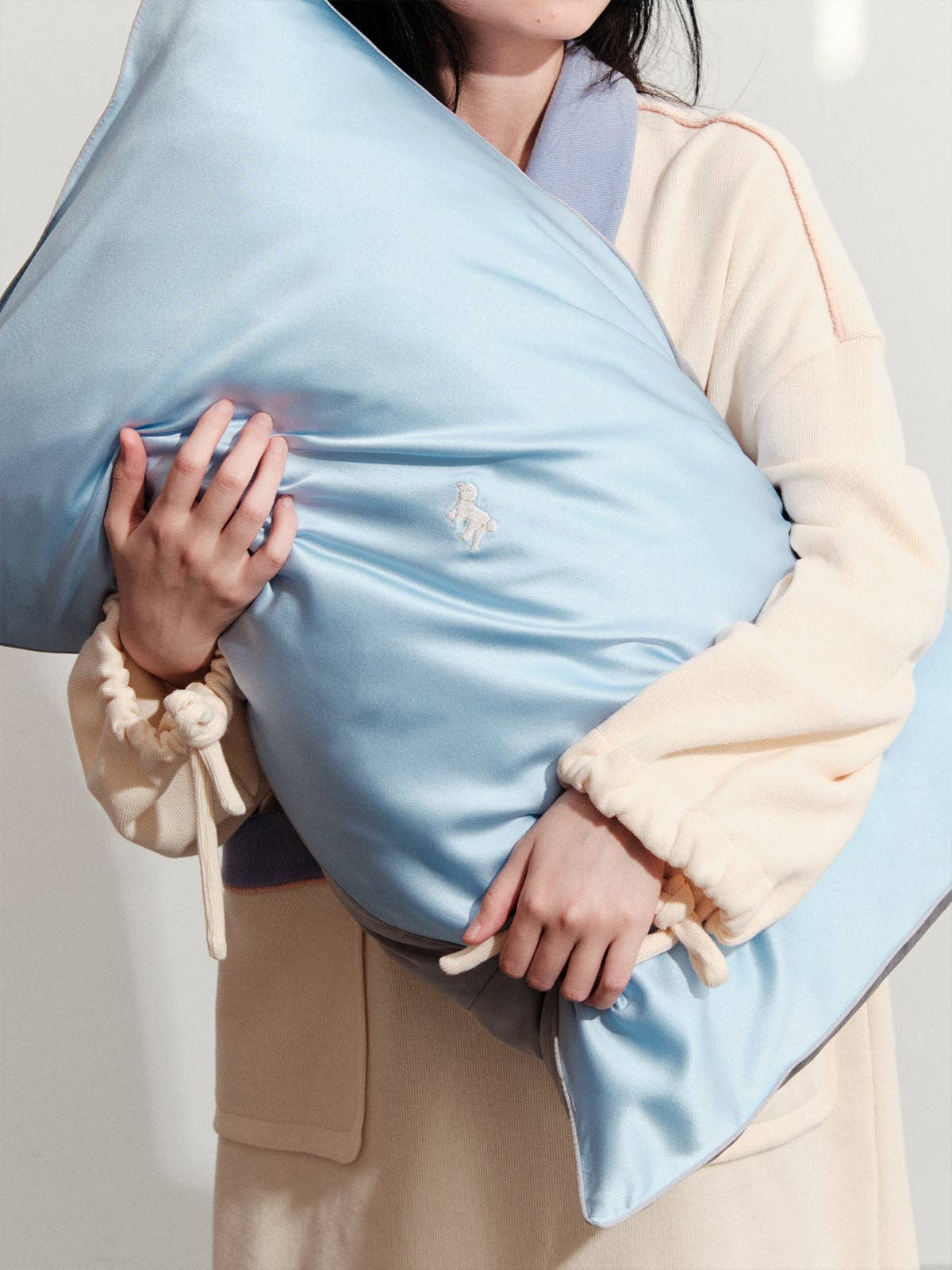 Blue "Pan Pan" Silk Pillowcase for wholesale on Faire1