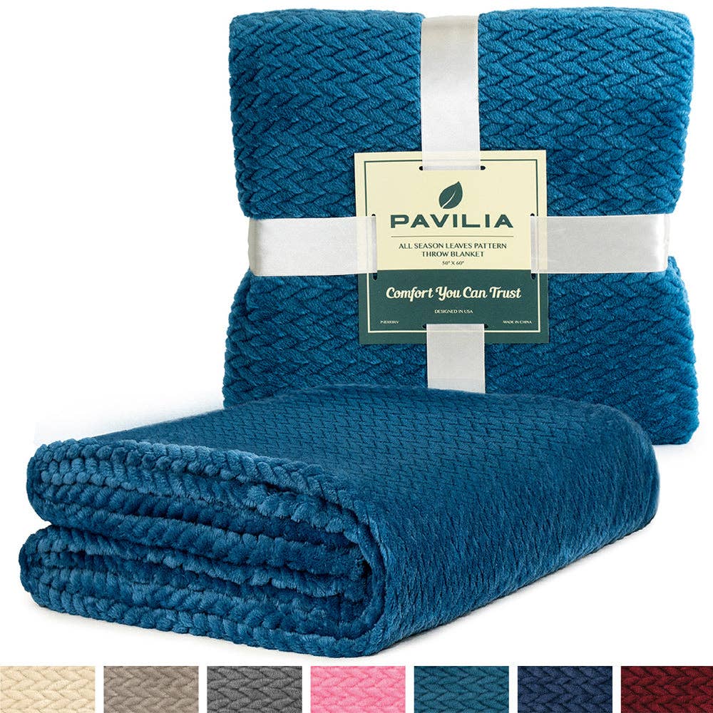 Pavilia – Manta para sofá por atacado – Cobertor de fleece texturizado com estampa de folhas77