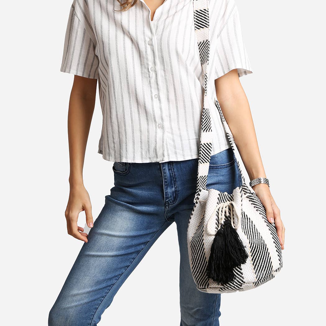 Fashion City – Engroshandel Crossbodytaske - Dame – Crossbody spandetaske med stribet mønster og kvaster8