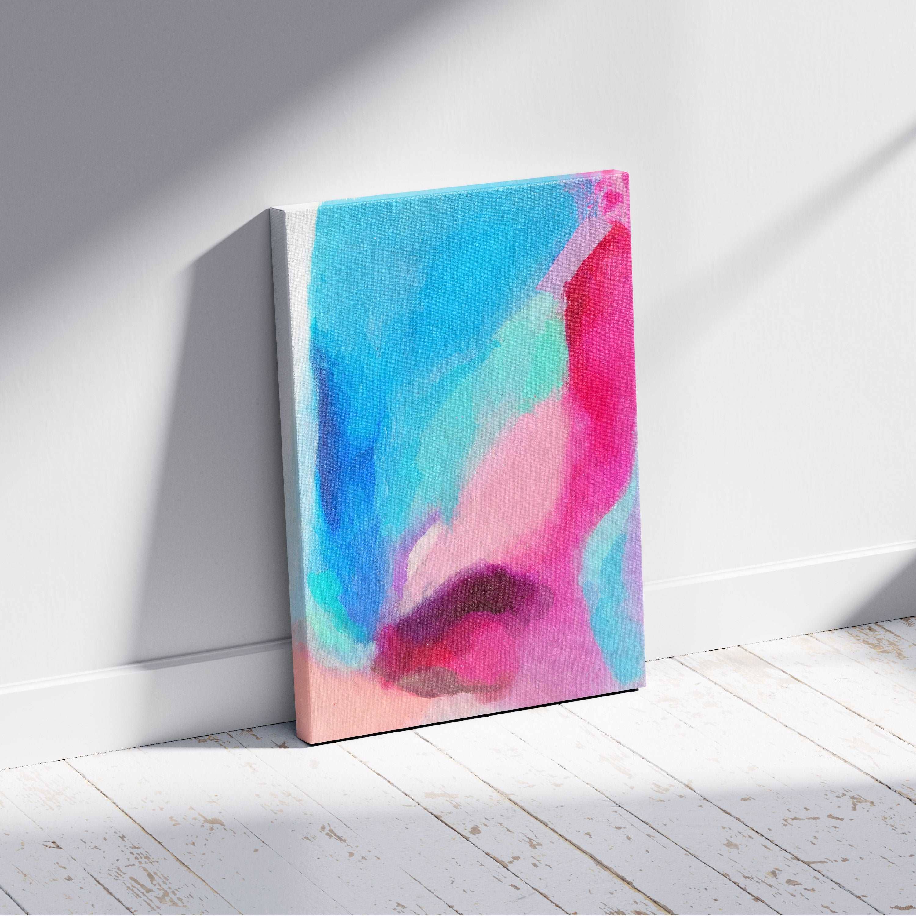 House Prints – Großhandel Kunstdruck – Gerahmter Kunstdruck auf Leinwand, abstrakt, leuchtend, Frühlings-Aquarell5