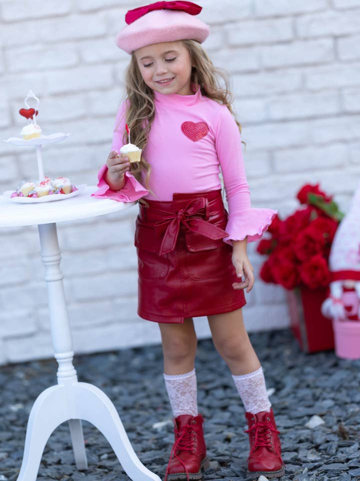 Cupids foretrukne veganske lædernederdelsæt for engroshandel hos Mia Belle Girls • Wholesale