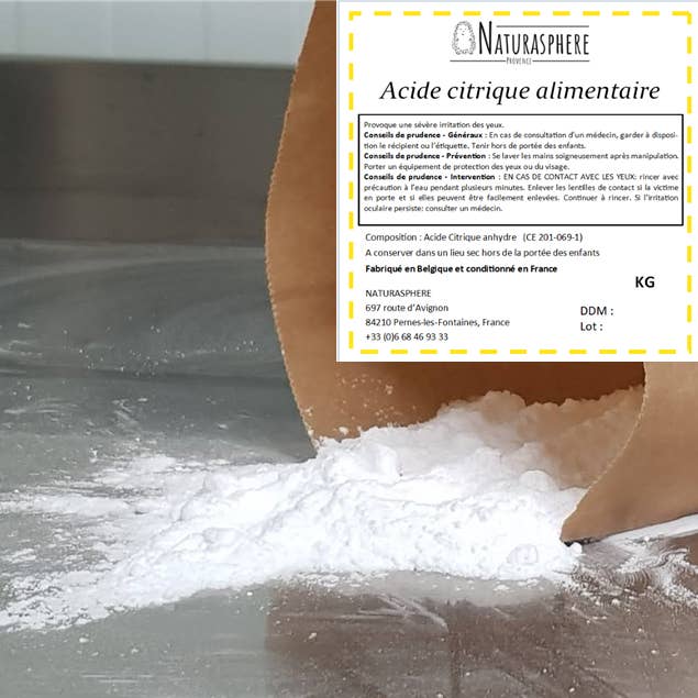 Citric acid for food π 10 kg bag for bulk + label for wholesale by eurl aca