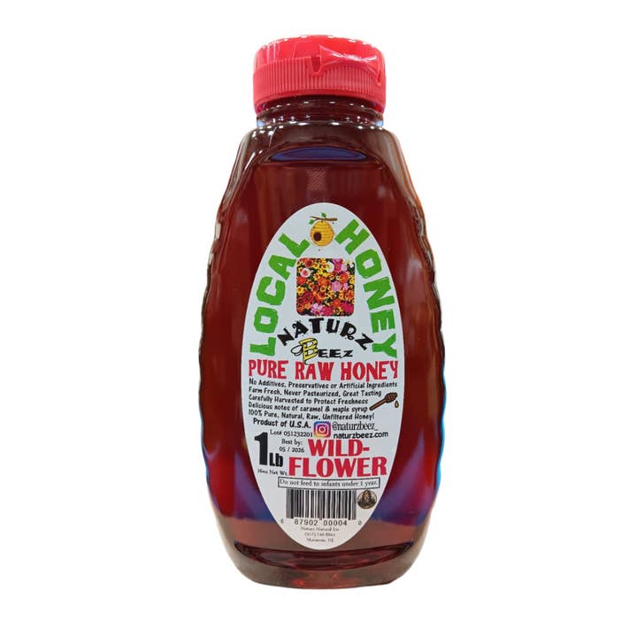 Naturz Beez - Wholesale Honey - RAW HONEY WILDFLOWER 1LB 454g Squeeze Bottle 100% PURE USA11