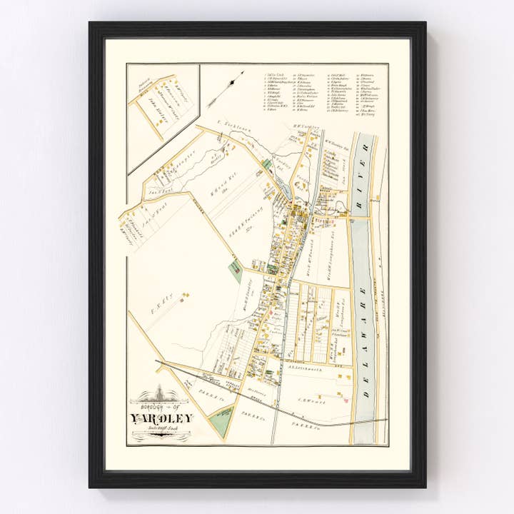Vintage Map of Yardley, Pennsylvania 1891 for wholesale by Ted's Vintage Art