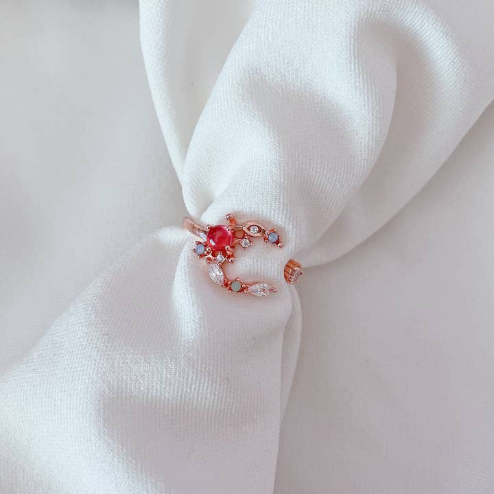 MOND HAUS - Wholesale Band/Stacked Ring - Crescent Moon Adjustable Open Ring, Celestial Series, Gold Plated Jewelry, Korean Pink Daily Cute Style2