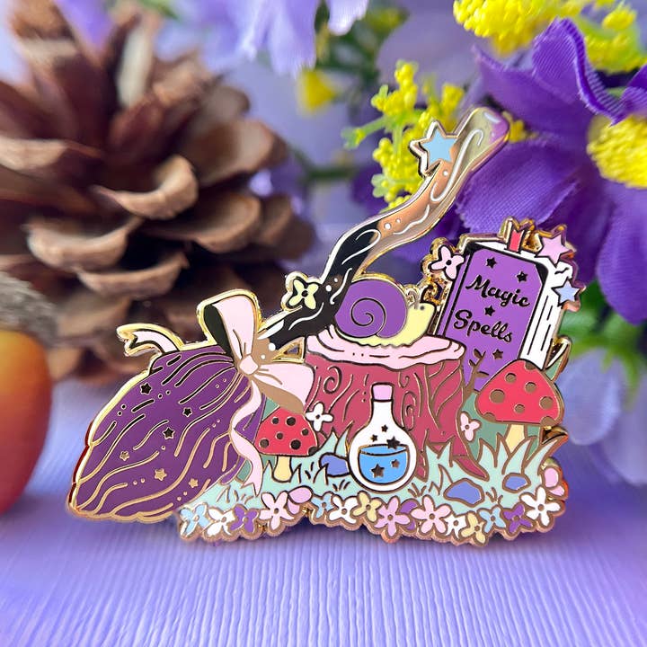 Halloween Witch Forest Enamel Pin for wholesale by The Crowned Rabbit