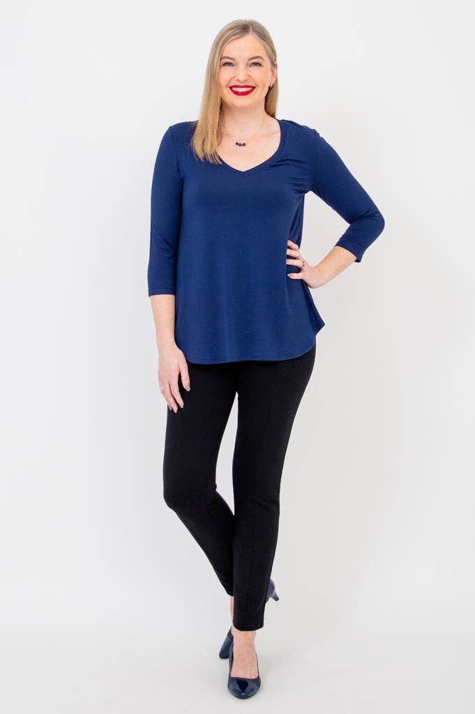 Blue Sky Clothing Co LLC – wholesale Tunic – Women’s – Jackie 3/4 Sleeve, Indigo, Bamboo1