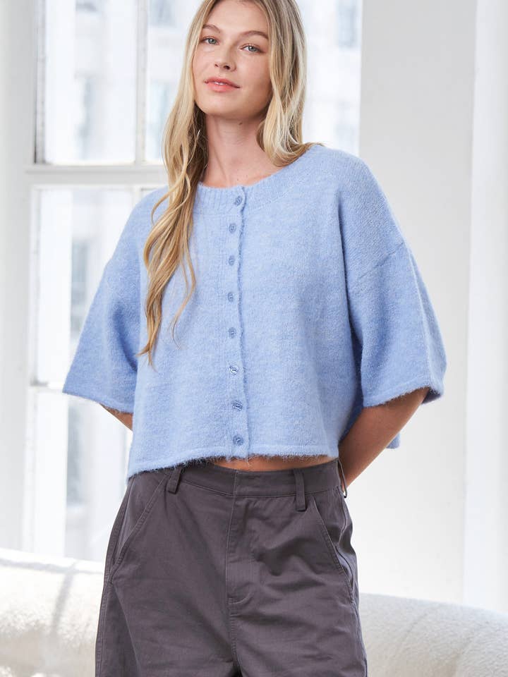 CANDESCENT - Wholesale Cardigan - Women's - Cropped Boxy Soft Knit Cardigan - LOU CARDIGAN5