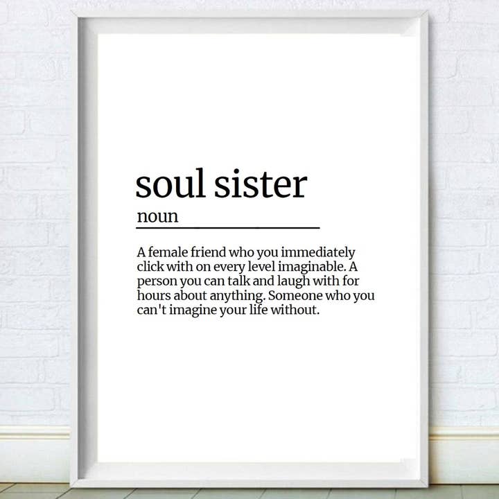 Soul Sister Definition Gift Print for wholesale by Moonshine Prints