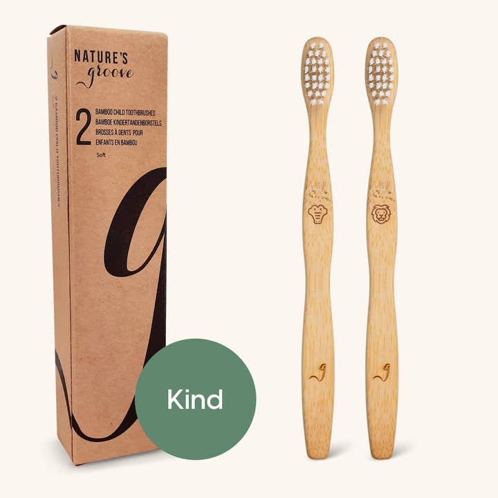 Cepillos de dientes de bambú sostenibles para niños - juego de 2 para venta al por mayor de NATURE'S groove