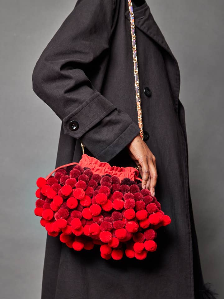 Pom-Pom Väska: Röd för wholesale av Lauren Altman