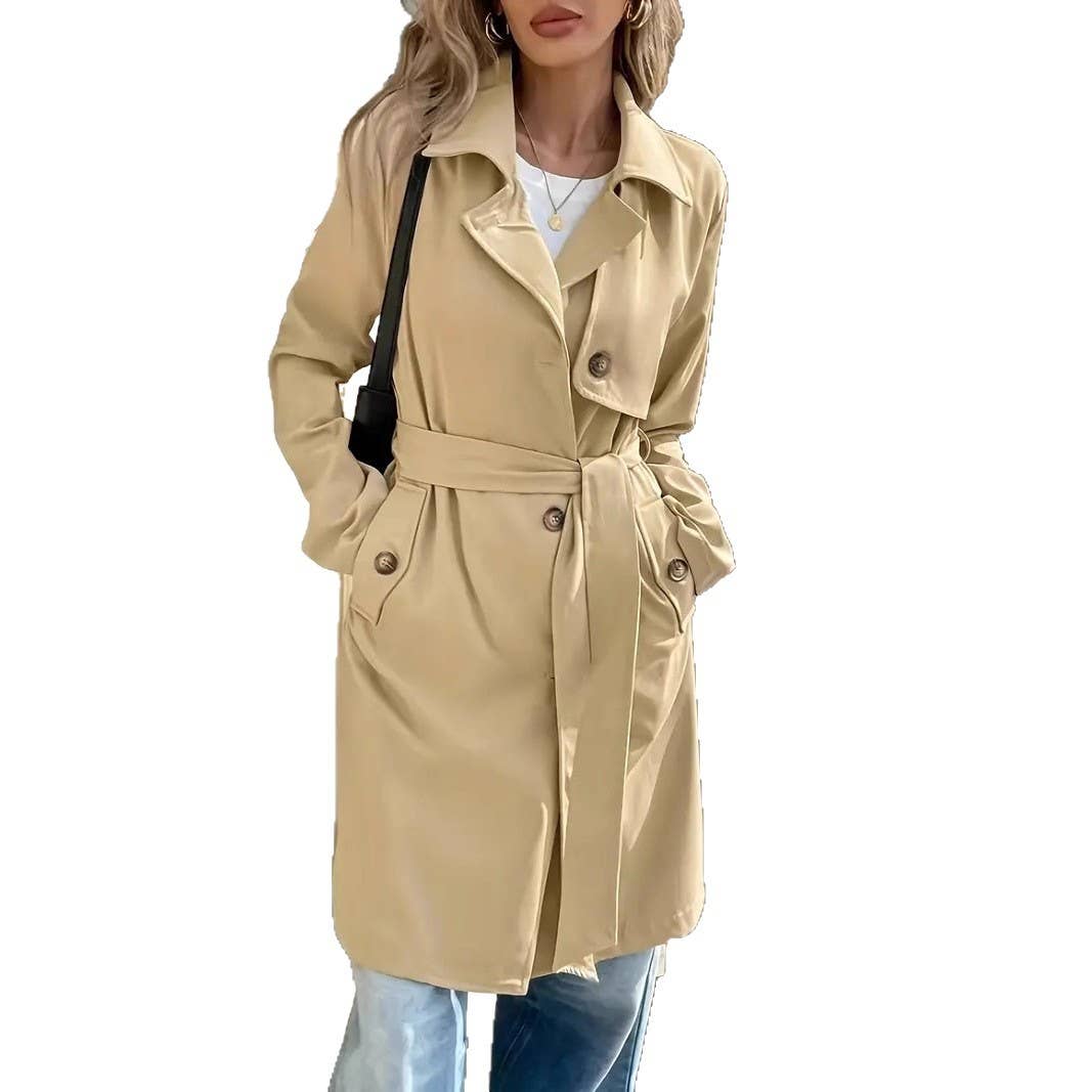 Khaki Effortless Essential lightweight trench coat for wholesale on Faire10