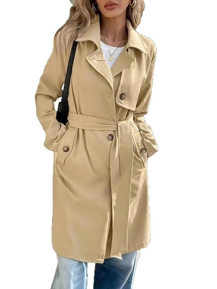 Khaki Effortless Essential lightweight trench coat for wholesale on Faire10